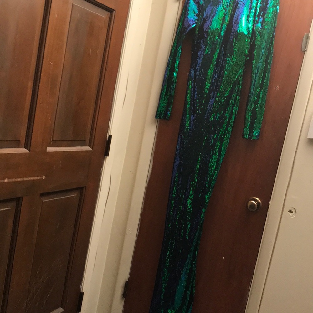 Mermaid color blue and green dress